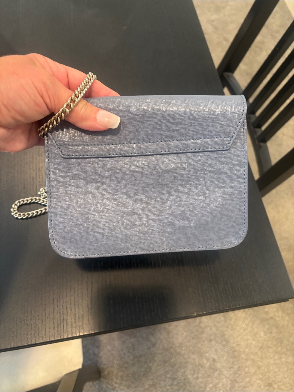 Furla Saffiano Leather Crossbody in Light Gray with Gold Plate - Picture 10 of 14